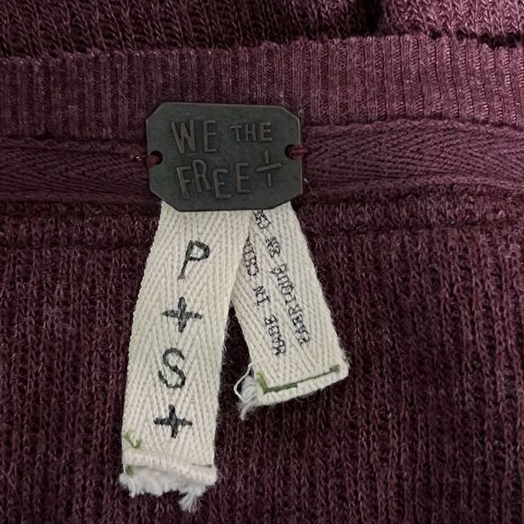 Free People Burgundy Red RAINBOW THERMAL TEE Henley top - Picture 2 of 6